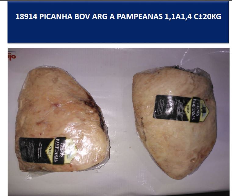 PICANHA BOVINA ARGENTINA TIPO A PAMPEANAS CAIXA ±20KG (PEÇAS ±1,1 A 1,4KG)