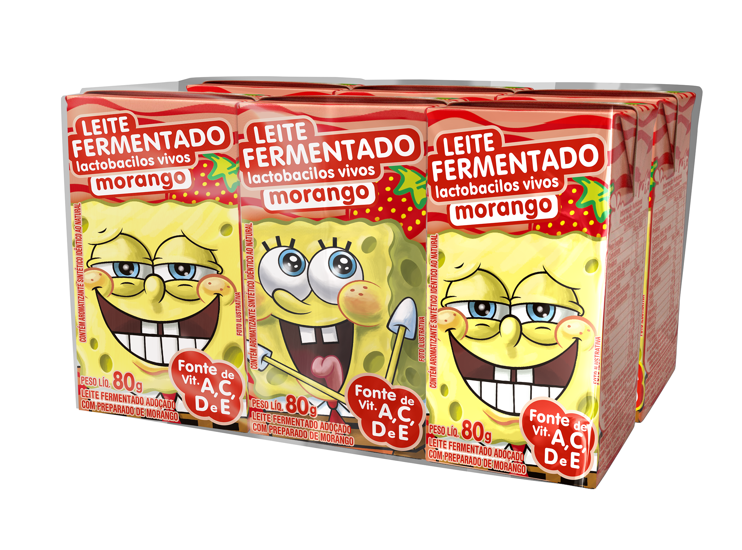 LEITE FERMENTADO BOB ESPONJA MORANGO BATAVO CAIXA 5X480G