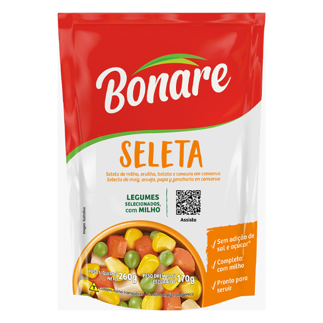 SELETA DE LEGUMES COM MILHO BONARE SACHÊ CAIXA 30X170G
