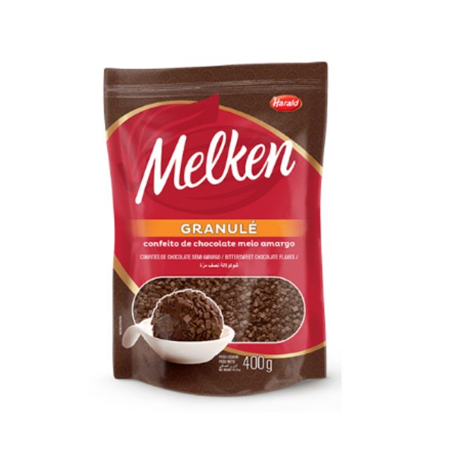 GRANULÉ CHOCOLATE MELKEN MEIO AMARGO HARALD 400G CAIXA 12UND