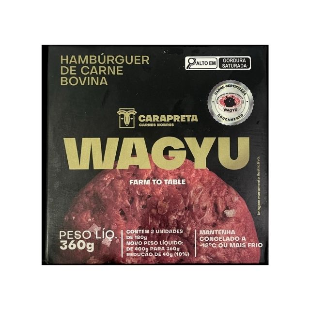 HAMBÚRGUER WAGYU CARAPRETA 360G CAIXA 24UND