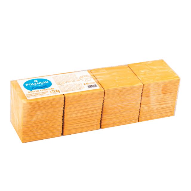 QUEIJO CHEDDAR PROCESSADO FATIADO POLENGUI CAIXA 4X2,73KG (192 FATIAS)