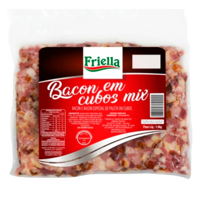 BACON EM CUBOS FRIELLA 1KG CAIXA 10UND