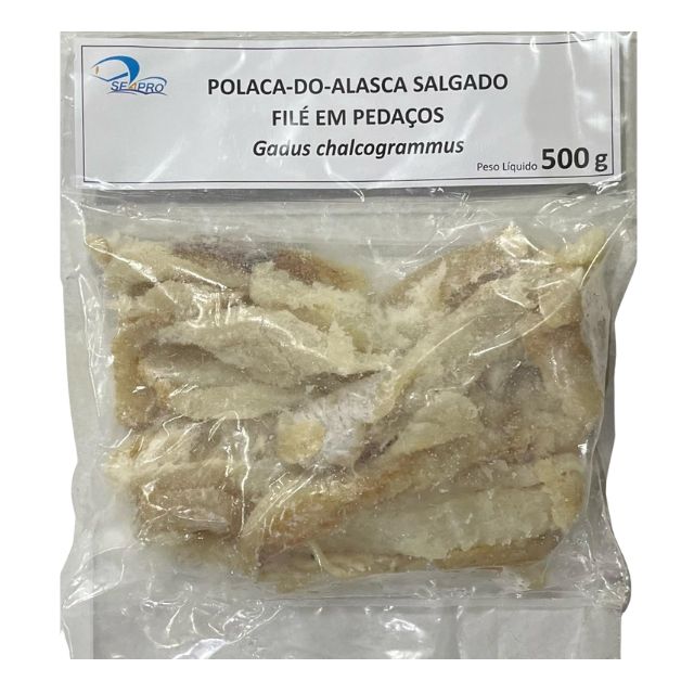 POLACA SALGADA DESFIADA SEAPRO PACOTE 500G CAIXA 10KG