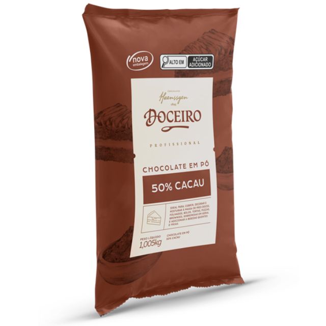CHOCOLATE EM PÓ 50% DOCEIRO 1,005KG CAIXA 10 UND