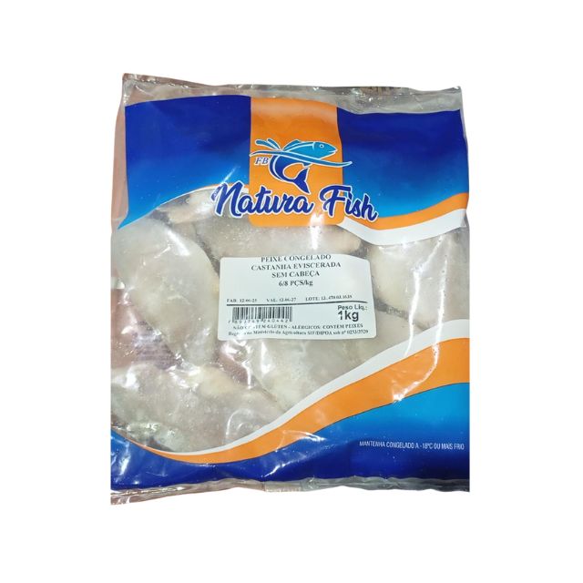 CASTANHA SEM CABECA, SEM VICERAS NATURA FISH PACOTE 1KG CAIXA 15KG