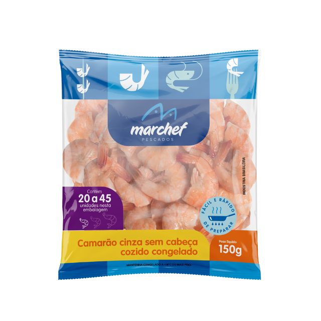 CAMARAO SEM CABEÇA 20/45 MARCHEF COZIDO PACOTE 150G
