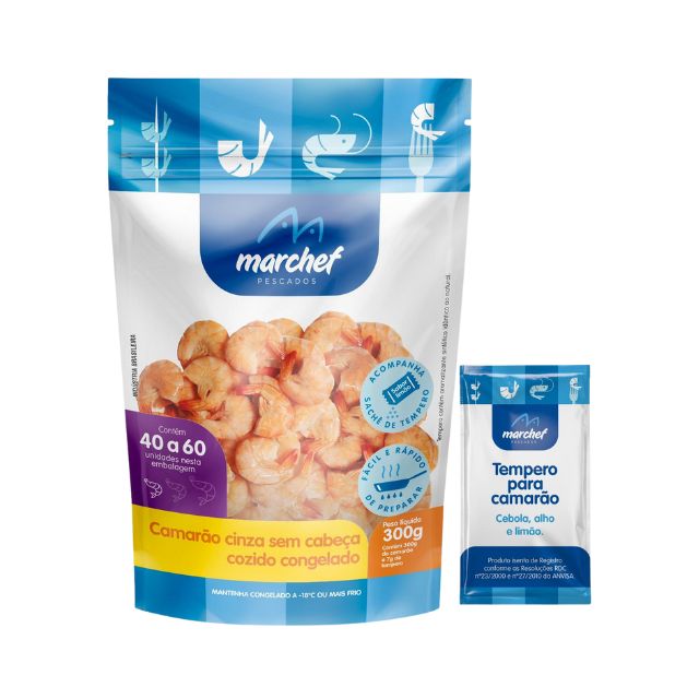 CAMARAO SEM CABECA 41/60 MARCHEF COZIDO PACOTE 300G