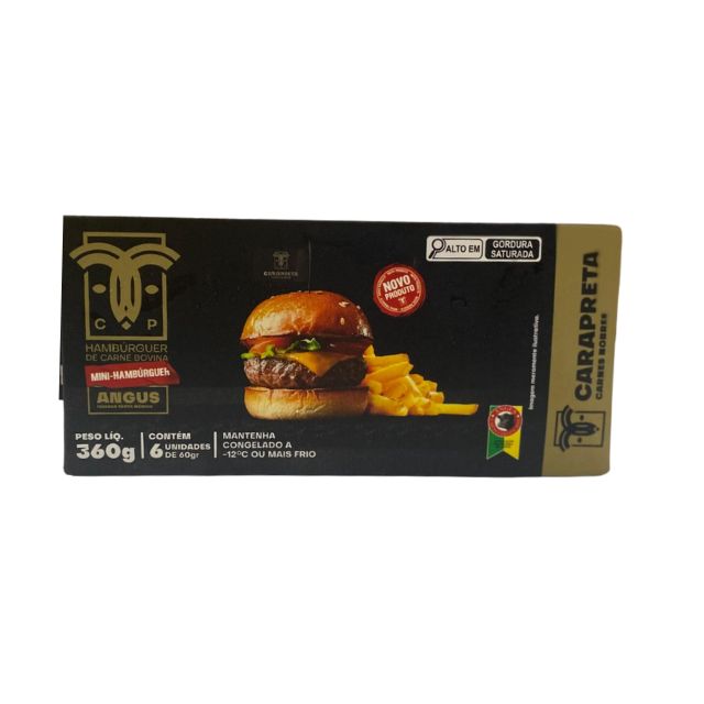 HAMBURGUER BOVINO CARAPRETA CAIXA COM 6 UNIDADE DE 60 GRAMAS