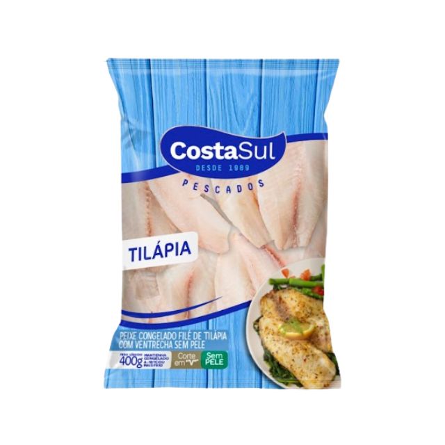 FILE PEIXE TILAPIA COSTA SUL PACOTE 400GCAIXA 12KG