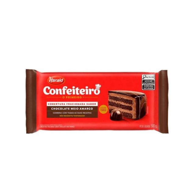 COBERTURA BARRA MEIO AMARGO CONFEITERO 500G CAIXA 10UND