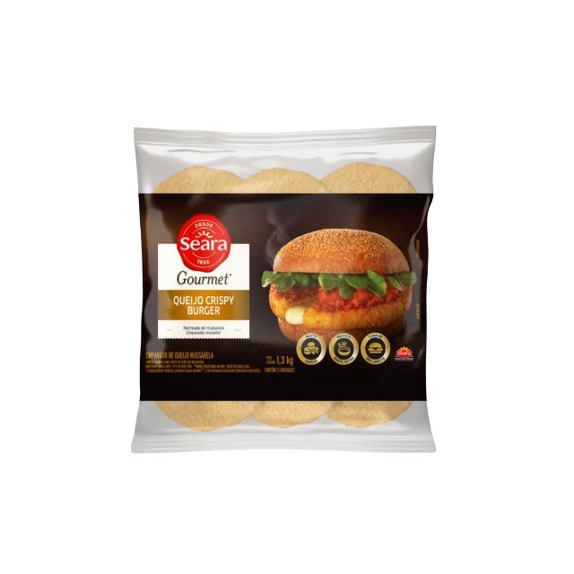 QUEIJO CRISPY BURGUER SEARA 1,3KG CAIXA COM 2 UNIDADES