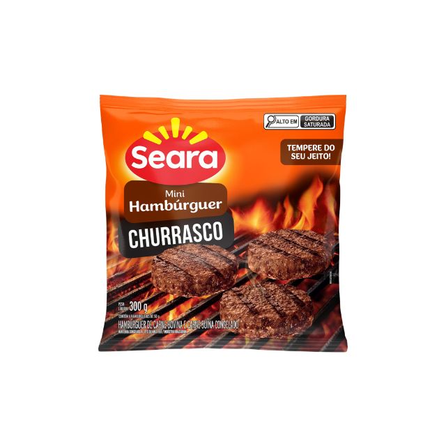 MINI HAMBURGUER BOVINO/SUINO CONGELADO SEARA CAIXA COM 9 UND DE 300G