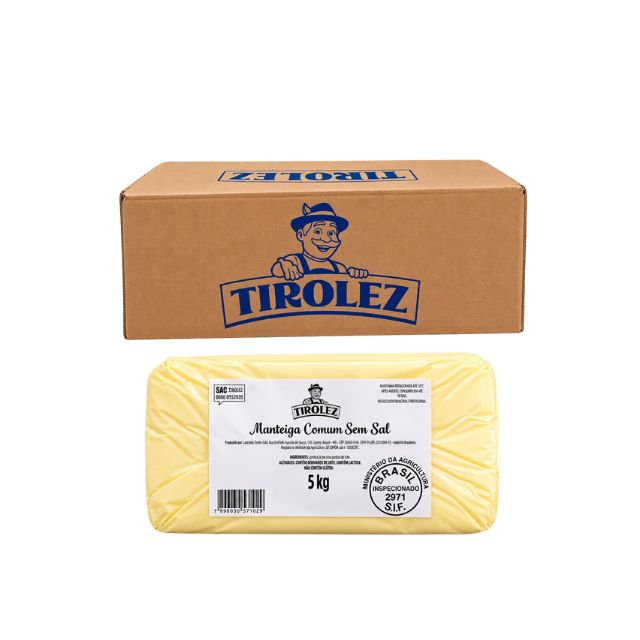 MANTEIGA SEM SAL TIROLEZ BLOCO 5KG