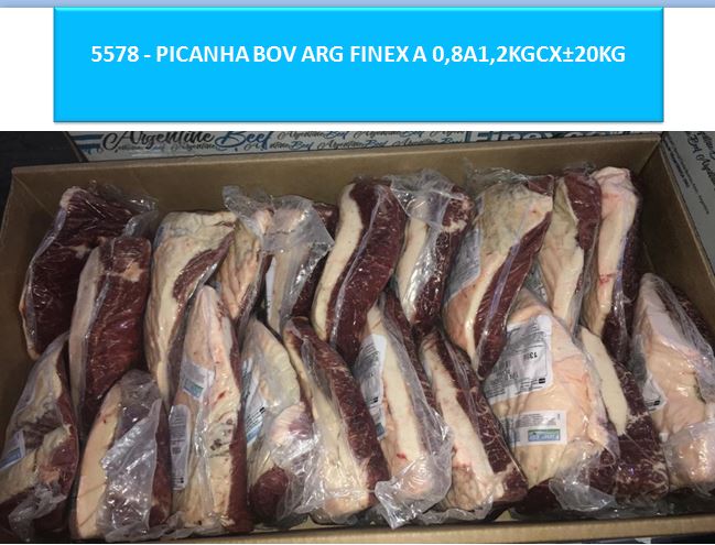 PICANHA BOVINA ARGENTINA TIPO A FINEXCOR CAIXA ±20KG (PEÇAS ±800G A 1,2KG)